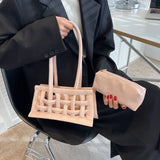 Small Fashionable Woven Leather Strap Bag