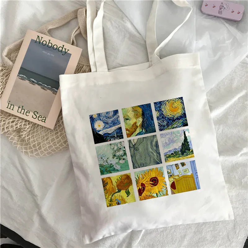 Van Gogh Art Oil Painting Shoulder Bag Harajuku Canvas Tote