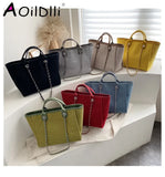 Canvas Chain Messenger Bag Shoulder Tote Handbag for Women