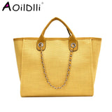 Canvas Chain Messenger Bag Shoulder Tote Handbag for Women