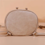Vintage Bohemian Backpack Straw PU Leather Horn Button Crossbody Bag Pack