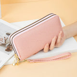 Women Wallet Bow Ladies Clutch Bag Double Zipper Hand Strap Star 829
