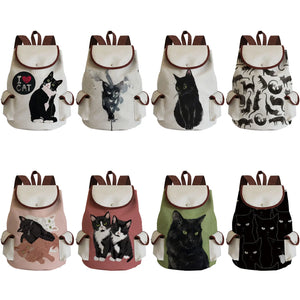 Womens Backpack Cat Animal Large Capacity Eco Reusable Casual Bags
