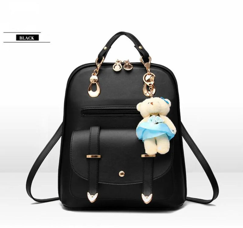 Girls PU Backpack Student Casual Schoolbag for Women Backpacks