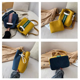 Women's Leather Crossbody Bag Bucket Shoulder Handbag