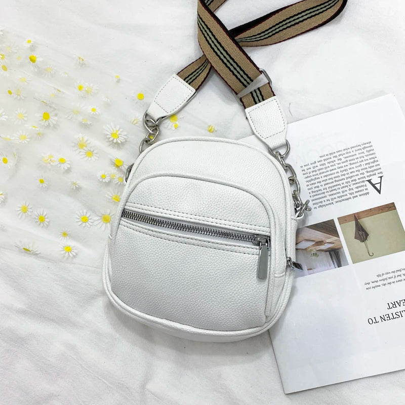 Solid Shoulder Bag Large Capacity Double Zipper Handbag