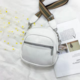 Solid Shoulder Bag Large Capacity Double Zipper Handbag