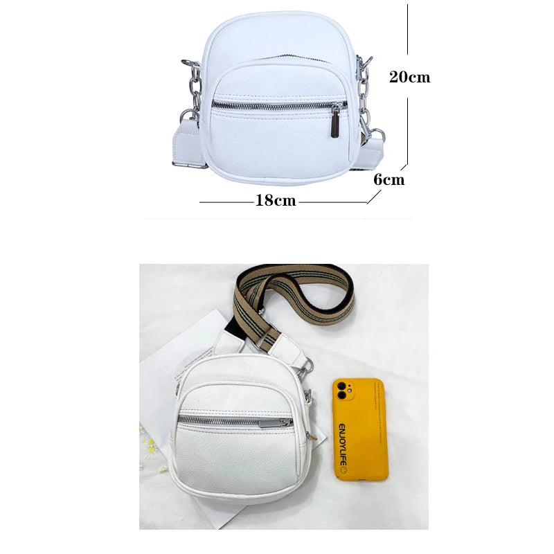 Solid Shoulder Bag Large Capacity Double Zipper Handbag