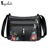 Wild Multi-layer Messenger Bag Leather Strap Crossbody Bag