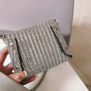 Shining Bling Crossbody Bag Chain Handbag PU Leather Purse