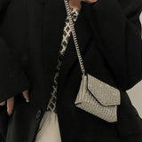 Shining Bling Crossbody Bag Chain Handbag PU Leather Purse