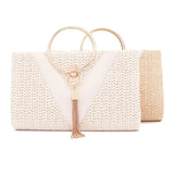 Straw Banquet Purse with Tassel Crossbody Bag
