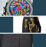 Womens Ethnic Style Embroidered Retro Backpack Mini Small Bag