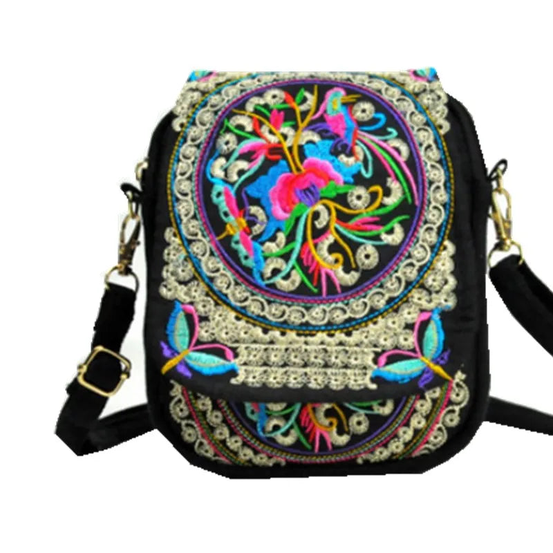 Womens Ethnic Style Embroidered Retro Backpack Mini Small Bag