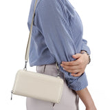 Womens Cow Leather Cell Phone Crossbody Bag with Touch Screen Wallet
