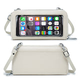 Womens Cow Leather Cell Phone Crossbody Bag with Touch Screen Wallet