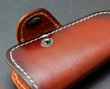 Red Brown Cowhide Leather Car Key Holder Case for Women