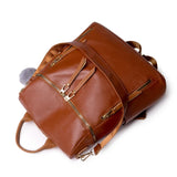 Large Capacity Leather Backpack Purse with Multiple Zipper Pockets