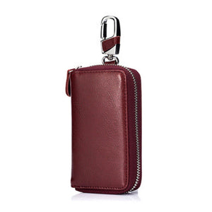 Womens Key Wallet Leather Zipper Girl Housekeeper Key Case Female Key Holder Bag