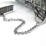 Womens Check Pattern Waist Bag Chain Fanny Pack