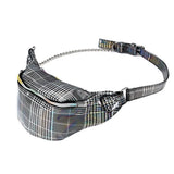 Womens Check Pattern Waist Bag Chain Fanny Pack