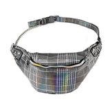 Womens Check Pattern Waist Bag Chain Fanny Pack