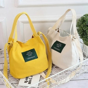 Canvas Bucket Bag Crossbody Shoulder Handbag