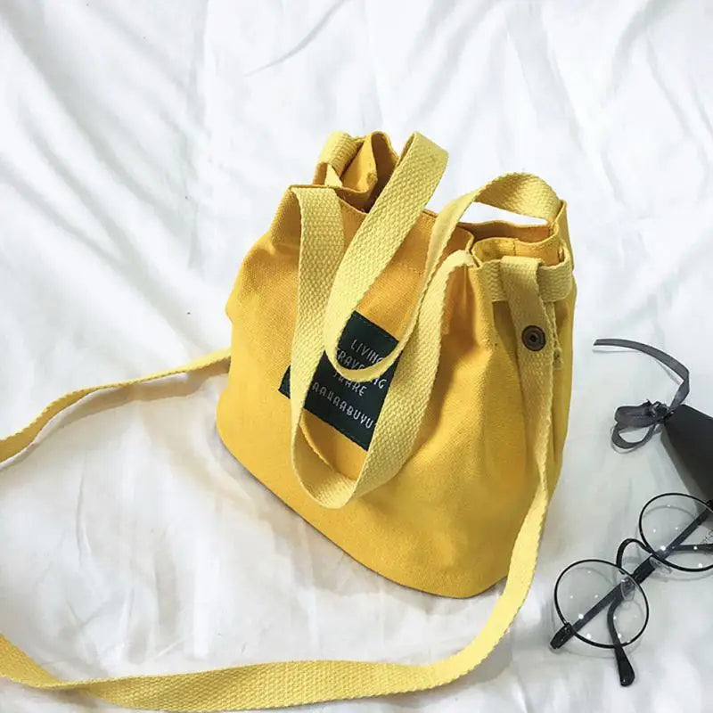 Canvas Bucket Bag Crossbody Shoulder Handbag