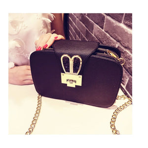 Women's Pu Leather 3 Pocket Messenger Bag with Chain