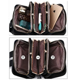 Women's Pu Leather 3 Pocket Messenger Bag with Chain