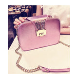 Women's Pu Leather 3 Pocket Messenger Bag with Chain