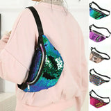 Womens Reversible Mermaid Sequins Glitter Waist Bum Bag Pack