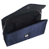 Silk Diamond Clutch Evening Shoulder Bag Navy Blue
