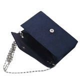 Silk Diamond Clutch Evening Shoulder Bag Navy Blue
