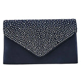 Silk Diamond Clutch Evening Shoulder Bag Navy Blue