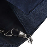 Silk Diamond Clutch Evening Shoulder Bag Navy Blue