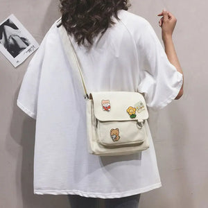 Canvas Crossbody Bag for Women Casual Shoulder Handbag Sweet Female Bag