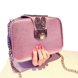 Women's Small Pu Leather Shoulder Bag with Chain - Large Capacity