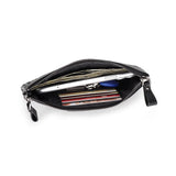 Women's Woven Sheepskin Clutch Wallet Cow Leather RFID Mobile Phone Purse