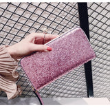 Red Leather Wallet Women's Clutch Purse Double Zipper Phone Pocket
