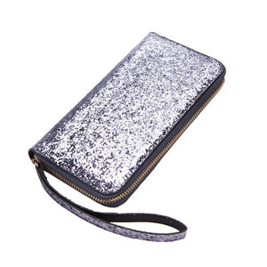 Red Leather Wallet Women's Clutch Purse Double Zipper Phone Pocket