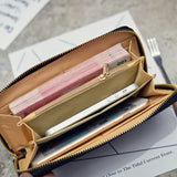 Red Leather Wallet Women's Clutch Purse Double Zipper Phone Pocket