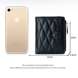 Women's Leather Short Wallet Diamond Lattice Purse Small Wallet