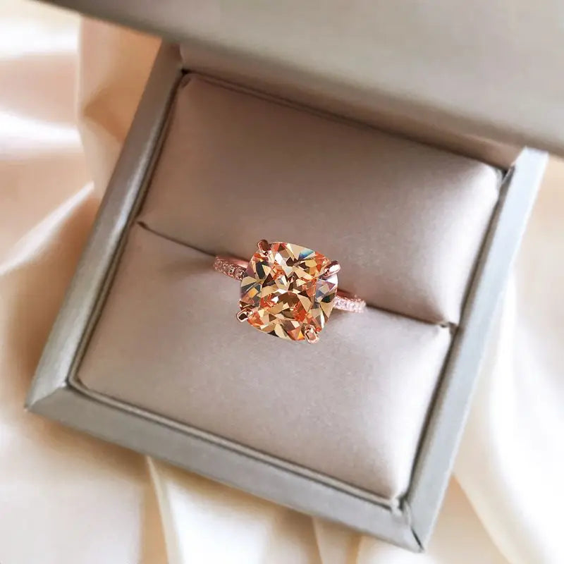925 Silver Morganite & Diamond Gemstone Ring
