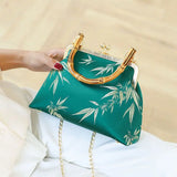 Vintage Wood Hand Bag Chain Women Shoulder Crossbody Bag