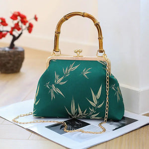 Vintage Wood Hand Bag Chain Women Shoulder Crossbody Bag