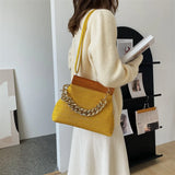 Wooden Buckle Clutch Shoulder Bag Chain Crossbody Bag