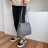 Wool Knitted Women's Shoulder Bag Woven Striped Handbag Armpit Bag
