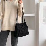 Wool Knitted Women's Shoulder Bag Woven Striped Handbag Armpit Bag