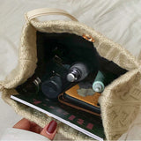 Wool Knitted Shoulder Bag Striped Handbag Bucket Tote Shopping Bags